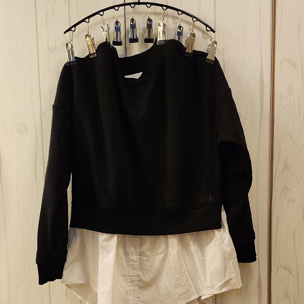 Calvin Klein Black Sweatshirt with White Shirt Hem